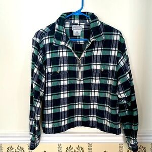 Arizona Jean Company Plaid Flannel Quarter Zip Long Sleeve Shirt L Front Pockets